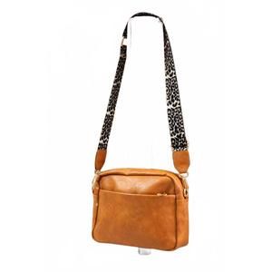 NEW DANI & EM women's sierra leopard strap crossbody bag in camel